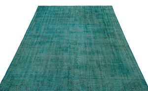 Turquoise  Over Dyed Vintage Rug 5'8'' x 8'0'' ft 172 x 244 cm