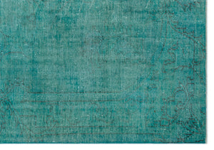 Turquoise  Over Dyed Vintage Rug 5'8'' x 8'0'' ft 172 x 244 cm