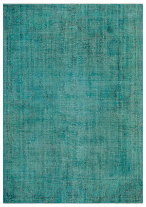 Turquoise  Over Dyed Vintage Rug 5'8'' x 8'0'' ft 172 x 244 cm