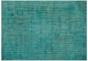 Retro Design Turquoise Over Dyed Vintage Rug 5'8'' x 8'0'' ft 172 x 244 cm