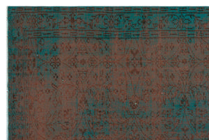 Turquoise Over Dyed Vintage Rug 6'2'' x 9'5'' ft 188 x 288 cm