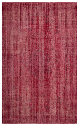 Red Over Dyed Vintage Rug 6'2'' x 10'1'' ft 187 x 308 cm