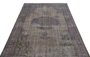 Gray Over Dyed Vintage Rug 5'7'' x 8'10'' ft 170 x 269 cm