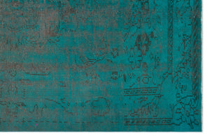 Turquoise Over Dyed Vintage Rug 5'10'' x 8'6'' ft 177 x 260 cm