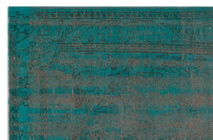 Turquoise Over Dyed Vintage Rug 5'10'' x 8'6'' ft 177 x 260 cm