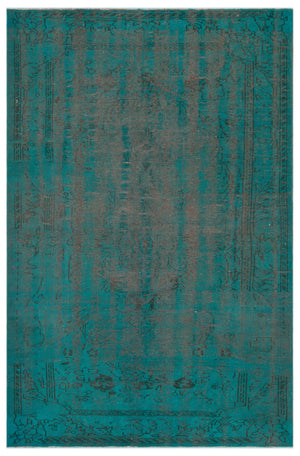 Turquoise Over Dyed Vintage Rug 5'10'' x 8'6'' ft 177 x 260 cm