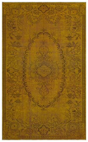 Yellow Over Dyed Vintage Rug 5'11'' x 9'7'' ft 180 x 293 cm