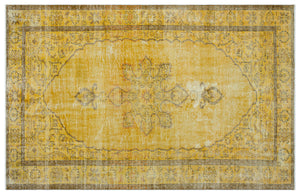 Yellow Over Dyed Vintage Rug 5'7'' x 8'8'' ft 169 x 265 cm