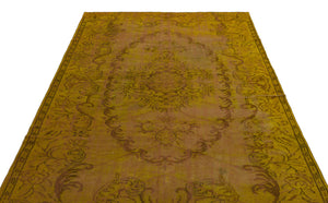 Yellow Over Dyed Vintage Rug 5'10'' x 9'1'' ft 179 x 277 cm