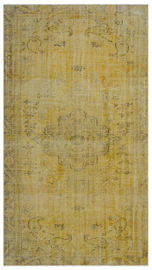 Yellow Over Dyed Vintage Rug 5'7'' x 9'12'' ft 170 x 304 cm