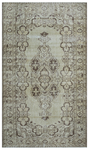 Beige Over Dyed Vintage Rug 5'1'' x 8'11'' ft 156 x 271 cm