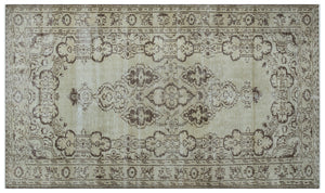 Beige Over Dyed Vintage Rug 5'1'' x 8'11'' ft 156 x 271 cm