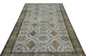 Green Over Dyed Vintage Rug 5'8'' x 9'2'' ft 173 x 279 cm