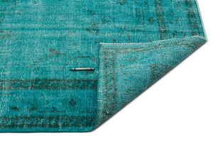 Turquoise  Over Dyed Vintage Rug 5'4'' x 8'9'' ft 163 x 267 cm