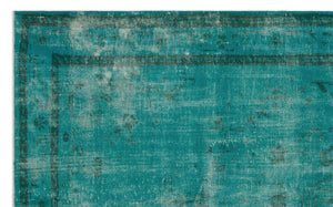 Turquoise  Over Dyed Vintage Rug 5'4'' x 8'9'' ft 163 x 267 cm