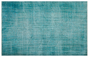 Turquoise Over Dyed Vintage Rug 5'12'' x 9'6'' ft 182 x 290 cm