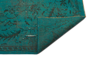 Turquoise Over Dyed Vintage Rug 5'7'' x 9'4'' ft 169 x 285 cm