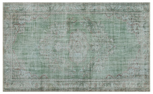 Green Over Dyed Vintage Rug 5'5'' x 8'11'' ft 165 x 272 cm