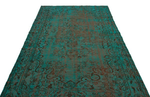 Turquoise Over Dyed Vintage Rug 5'7'' x 8'10'' ft 171 x 270 cm