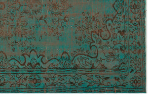 Turquoise Over Dyed Vintage Rug 5'7'' x 8'10'' ft 171 x 270 cm