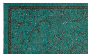 Turquoise Over Dyed Vintage Rug 5'3'' x 8'7'' ft 160 x 262 cm