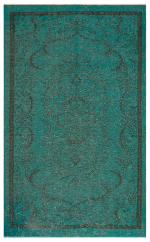 Turquoise Over Dyed Vintage Rug 5'3'' x 8'7'' ft 160 x 262 cm