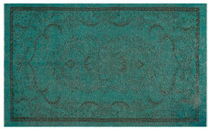 Turquoise Over Dyed Vintage Rug 5'3'' x 8'7'' ft 160 x 262 cm
