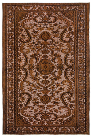 Brown Over Dyed Carved Rug 5'7'' x 8'4'' ft 170 x 254 cm