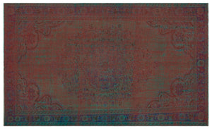 Brown Over Dyed Vintage Rug 5'7'' x 8'11'' ft 170 x 273 cm
