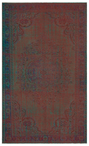 Brown Over Dyed Vintage Rug 5'7'' x 8'11'' ft 170 x 273 cm