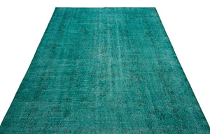 Turquoise Over Dyed Vintage Rug 5'6'' x 8'10'' ft 167 x 270 cm