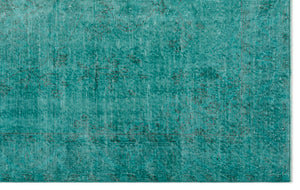 Turquoise Over Dyed Vintage Rug 5'6'' x 8'10'' ft 167 x 270 cm