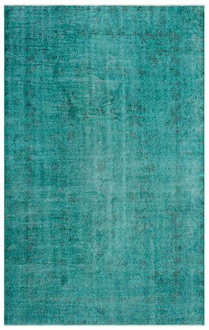Turquoise Over Dyed Vintage Rug 5'6'' x 8'10'' ft 167 x 270 cm