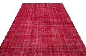 Red Over Dyed Vintage Rug 6'0'' x 9'2'' ft 183 x 280 cm