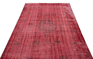 Red Over Dyed Vintage Rug 5'2'' x 8'6'' ft 158 x 259 cm