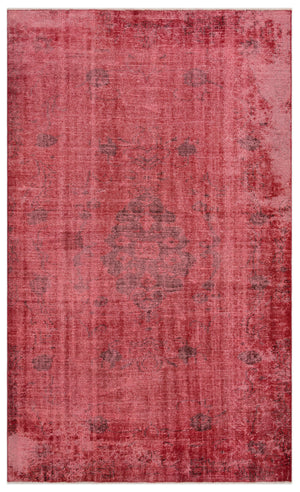 Red Over Dyed Vintage Rug 5'2'' x 8'6'' ft 158 x 259 cm