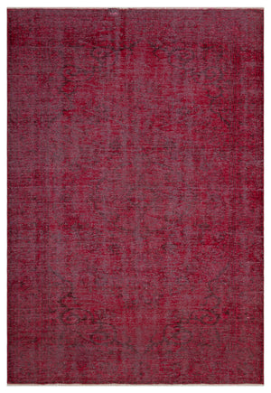 Red Over Dyed Vintage Rug 6'0'' x 8'10'' ft 183 x 268 cm