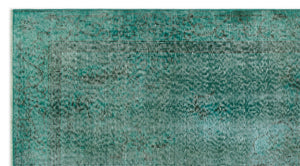 Turquoise Over Dyed Vintage Rug 3'9'' x 6'9'' ft 115 x 205 cm