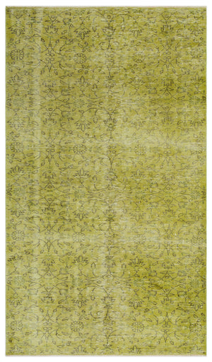 Green Over Dyed Vintage Rug 4'9'' x 8'2'' ft 145 x 250 cm