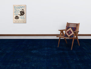 Blue Over Dyed Vintage XLarge Rug 8'10'' x 12'7'' ft 270 x 383 cm