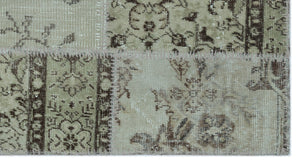 Beige Over Dyed Patchwork Unique Rug 2'7'' x 4'11'' ft 80 x 150 cm