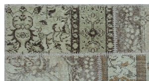 Beige Over Dyed Patchwork Unique Rug 2'7'' x 4'11'' ft 80 x 150 cm
