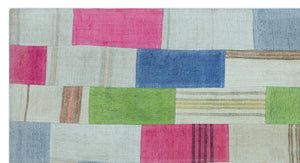 Mixed Over Dyed Kilim Patchwork Unique Rug 2'9'' x 5'1'' ft 83 x 156 cm