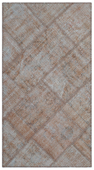Brown Over Dyed Patchwork Unique Rug 2'7'' x 4'11'' ft 80 x 150 cm
