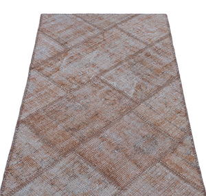 Brown Over Dyed Patchwork Unique Rug 2'7'' x 4'11'' ft 80 x 150 cm