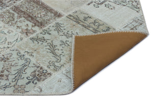 Beige Over Dyed Patchwork Unique Rug 2'7'' x 4'11'' ft 80 x 150 cm