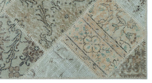 Beige Over Dyed Patchwork Unique Rug 2'7'' x 4'11'' ft 80 x 150 cm