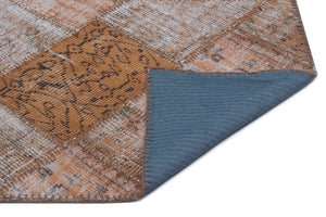 Brown Over Dyed Patchwork Unique Rug 2'7'' x 4'11'' ft 80 x 150 cm