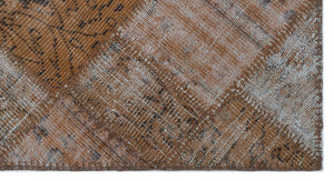 Brown Over Dyed Patchwork Unique Rug 2'7'' x 4'11'' ft 80 x 150 cm