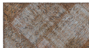Brown Over Dyed Patchwork Unique Rug 2'7'' x 4'11'' ft 80 x 150 cm